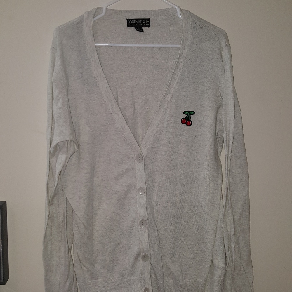 Forever 21 Plus Size (2X) Cherry Preppy Cardigan